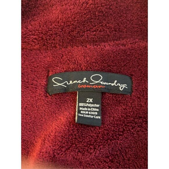 French Laundry vest 2x red black houndstooth plush fleece rn#63619 - Picture 3 of 6